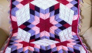 Renkli motiflerden yapılmış örgü battaniye