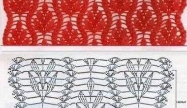 Kırmızı ipten yapılmış örgü modeli