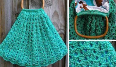 Renkli iplikler ile yapılmış örgü çantalar