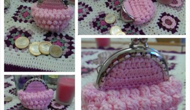 Pembe örgü bozuk para cüzdanı