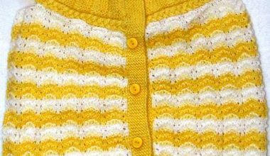 Sarı beyaz örgü çocuk yelek