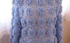 Mavi motifli bayan örgü bluz