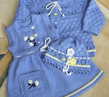 Mavi örgü çocuk bebek takımları