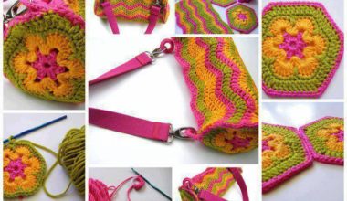 Renkli iplerden örgü tığ işi çanta