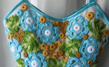 Mavi örgü çiçekli çanta modelleri