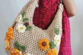 Çiçekli örgü bayan çantaları