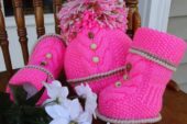 Pembe örgü çocuk bot ve bere modelleri Pembe örgü çocuk bot ve bere modelleri