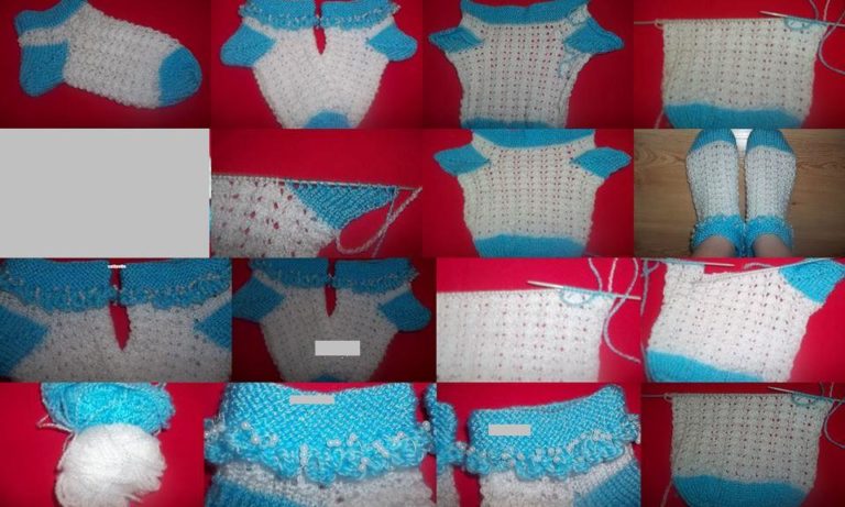 Mavi beyaz örgü bayan çorap