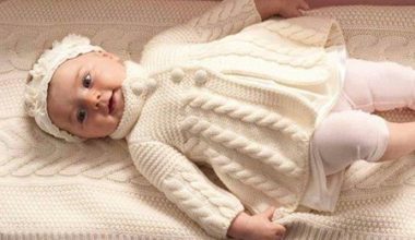 Beyaz baston işi kız çocuk örgü hırka