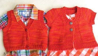 Kırmızı örgü bebek yelekler