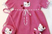Hello Kitty örgü kız çocuk elbisesi