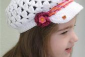 Bebek cocuk sapka Modeli Beyaz Pembe Renklerde örgü ornekleri