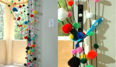 Örgü ponponlar ile evlerinize perdeler