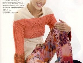 bayan elbiseleri turuncu beyaz renklerde guzel modeller örgü dantel motifli ornekler