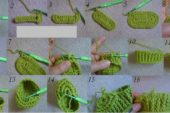 Yeşil iple örülmüş anlatımlı patik modeli