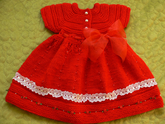 Kırmızı örgü çocuk elbisesi1