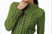 Yeşil örgü bayan kazak modelleri