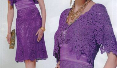 Lila ipten örülmüş örgü elbiseler