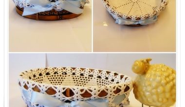 Örgü ekmek sepeti örtüleri