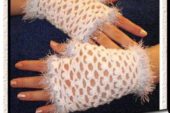 suslu simli puskullu eldiven modeli beyaz motifli örgüdantel