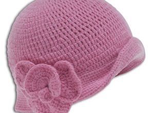 orgu Yun Bere Modeli Pembe Renklerde cicek Desenli Motifli